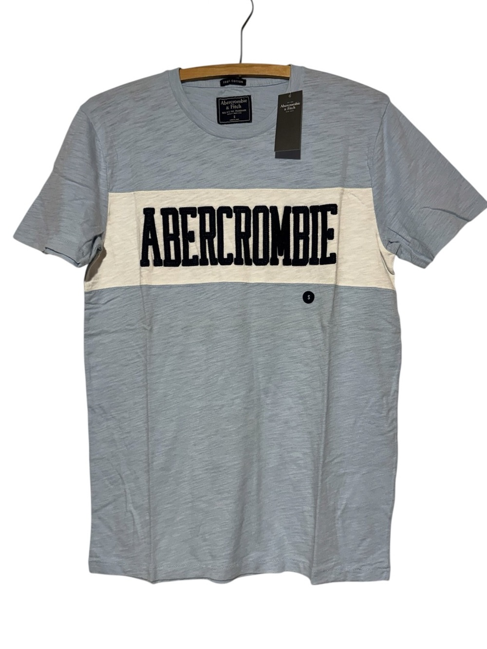 Abercrombie Fitch NWT 100% Cotton Tee Men Size Small Light Blue Preppy Y2K